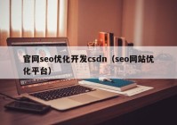 官网seo优化开发csdn（seo网站优化平台）